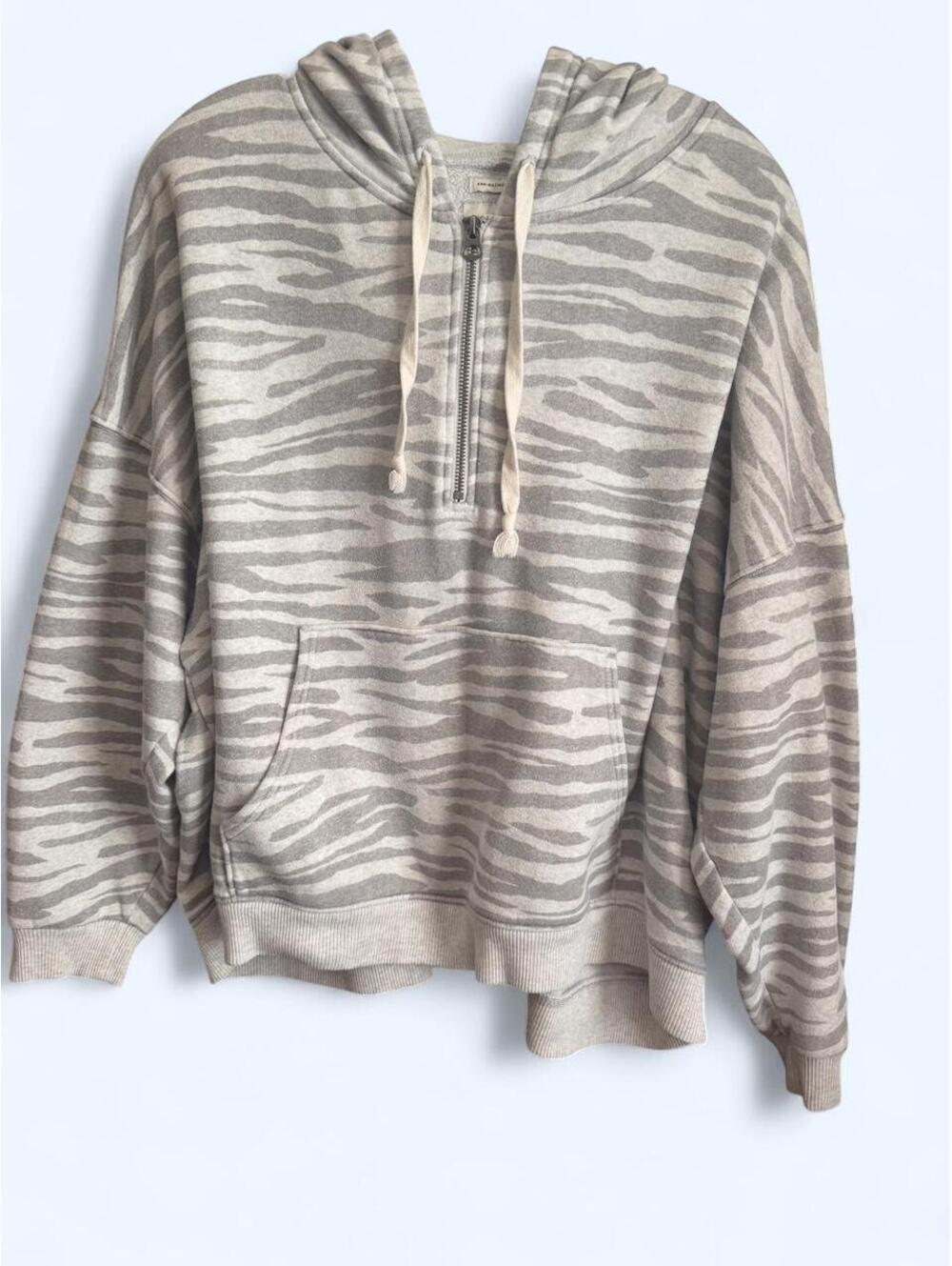 American Eagle gray zebra print quarter zip hoodie